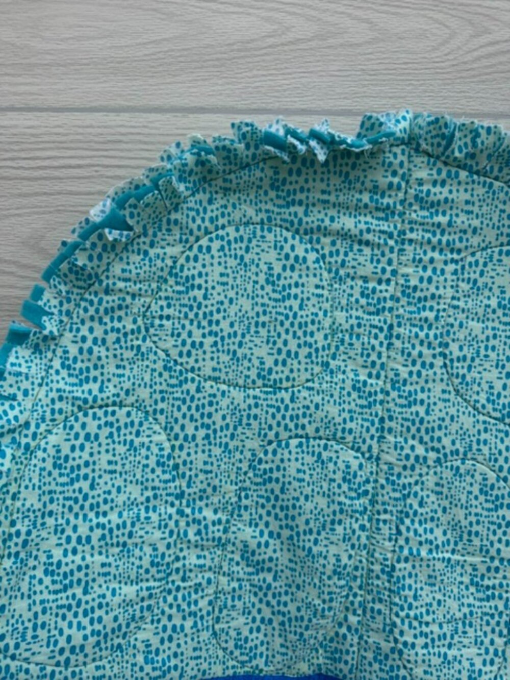 Homemade Small Blue & Black Turtle Rag Quilt - Picture 7 of 9